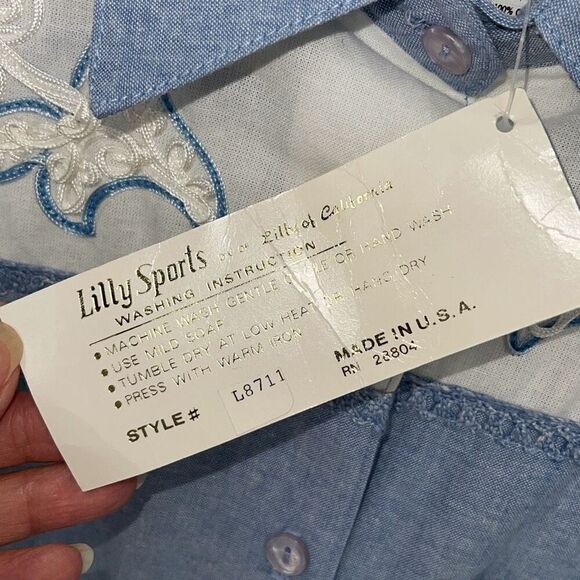 Lilly of California 100% cotton. 70's or 80's Vintage Button Down Shirt Medium‎ - Picture 9 of 10